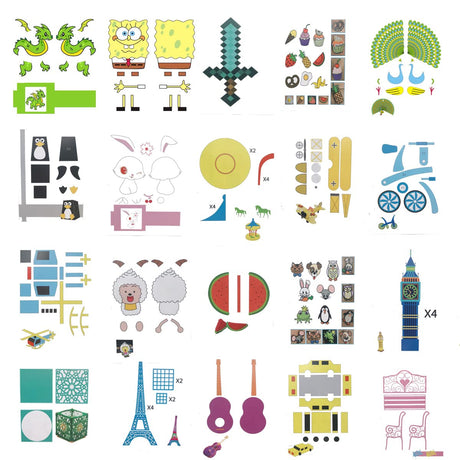 40 Patterns 3D Printer Drawing Molds Paper Stencils for 3D Printing Pen,Painting Graffiti Template Printing Paper for 3D Pen Kids DIY Gift,Animal Vehicle Sword, with a Transparent Board Plate WelyHM