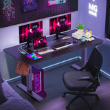 farexon Electric Standing Desk Adjustable Height, 63x24 Inches Computer Desk with Rolling Wheels, Mouse Pad,Multifunctional Stand up Desk for Home/Office(Black) farexon