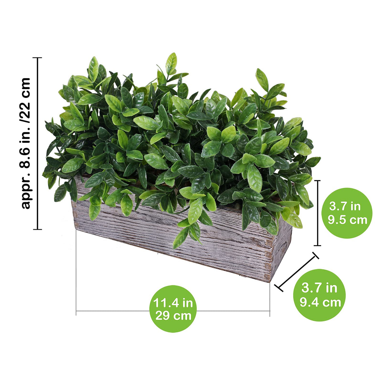 Artificial Eucalyptus Plant in Rustic Rectangular Wooden Planter Box Faux Potted Herb Plant Greenery Arrangement for Farmhouse Indoor Wedding Table Centerpiece Mantel Shelf Kitchen Decor Winlyn