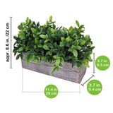 Artificial Eucalyptus Plant in Rustic Rectangular Wooden Planter Box Faux Potted Herb Plant Greenery Arrangement for Farmhouse Indoor Wedding Table Centerpiece Mantel Shelf Kitchen Decor Winlyn