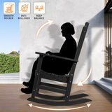 FUNBERRY Patio Rocking Chairs Set of 2,Poly Lumber Rocker,All Weather Rocking Chair Outdoor,High Back Porch Rocker,Cracker Barrel Rocking Chairs for Porch,360lbs FUNBERRY