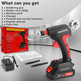 Cordless Soldering Iron Welding Kit - 60W 200-450℃ Adjustable Temperature One-handed Welding Iron With 20V Battery Automatic Soldering Gun Solder Tools for Electronic Repair Soldering Circuit Board MakerHawk