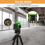 Huepar 3D Green Beam Self-Leveling Laser Level 3 x 360 Cross Line Three-Plane Leveling and Alignment Tool -Two 360 Vertical and One 360 Horizontal Line -Magnetic Pivoting Base GF360G Huepar