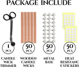 151PCS Wicks Candle Making Set – Wooden Wicks with Metal Base for Candle Making Smokeless with Black Trimmer and Stickers (Black) YARRD