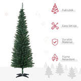 HOMCOM 6' Artificial Pencil Christmas Tree, Slim Xmas Tree with 390 Realistic Branch Tips and Plastic Stand, Green HOMCOM