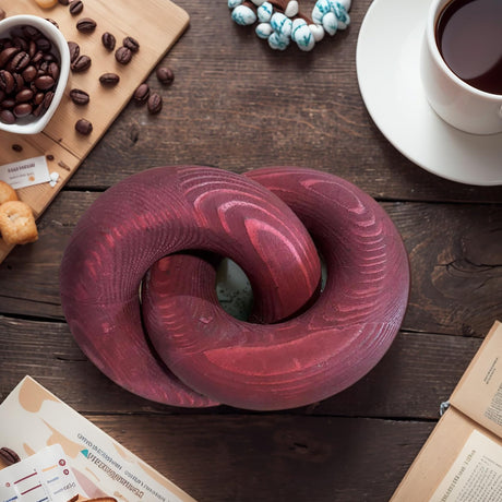 GUDAGUU Wood Knot Decor- 2 Link Wooden Chain Link Decor, Round Coffee Table Decor Book Shelf Decor Accents Art Decor Living Room Decor Items Farmhouse Boho for Christmas Decorations GUDAGUU