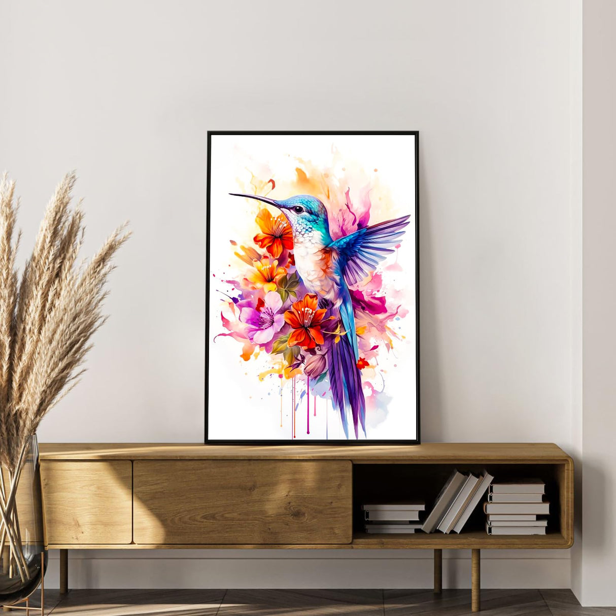 Framed Paint by Numbers Kit for Adults Beginner Hummingbird, Adult Paint by Number Kits on Canvas Framed Bird, DIY Acrylic Oil Painting by Numbers with Frame, Perfect for Home Decor Gift 8 X 12 Inch Okarina