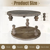 MAONAME Farmhouse Wood Riser for Display, Decorative Pedestal Stand for Kitchen Counter, Rustic Round Beaded Wooden Display Tray for Home Decor, Short and Tall Footed, 11.87 Inch MAONAME