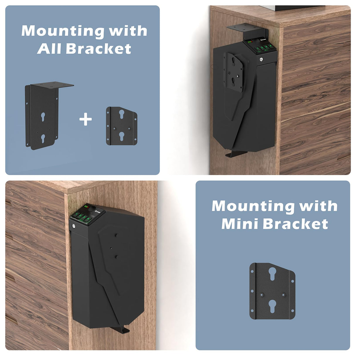Z ZLJUAN Mounted Gun Safe for Pistols,Quick-Access Handgun Safe for Nightstand Bedside Desk Bed Gun Safes,Pistol Safe with Keypad Lock,Key (Drop Down Safe(Keypad)) Z ZLJUAN