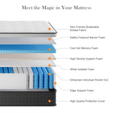 Queen Mattress 8 Inch Queen Size Hybrid Mattresses in a Box, Soft and Comfort Medium Firm Gel Memory Foam and Individual Pocket Springs, Fiberglass Free Bed Mattress, Breathable, CertiPUR-US Certified PECHINOU