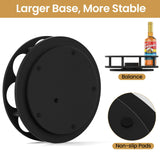 THYGIFTREE Large Rotating Coffee Syrup Organizer 9 Bottles Syrup Rack for Countertop Wood Syrup Bottle Holder Stand for Coffee Bar Station, Turntable Wine Display Tray, Black THYGIFTREE