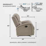 Lexicon Recliner Couch, Wall Hugger Sofa Recliners, Home Theater Seating Dual Reclining Couch, Manual Recliner Couches for Living Room, Bedroom, Office, Apartment, 61.5'' Loveseat Recliner, Brown Lexicon