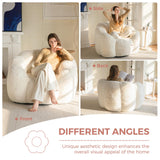 MAXYOYO Bean Bag Chair for Adults, Floral Shaped Bean Bag Sofa, Ultra Soft Faux Fur Floor Sofa, Large Reading Chair for Living Room Bedroom, Beige, Single MAXYOYO