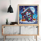 Jack and Sally Paint by Numbers for Adults, DIY Christmas Moon Paint by Numbers Kits for Adults Beginners Without Frame, Acrylic Paint on Canvas Painting Kits for Home Decor 16x16 Inch AWLNKMC