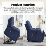 CANMOV Power Lift Recliner Chair with Massage and Heat for Elderly, Overstuffed Wide Recliners, Heavy Duty and Safety Motion Reclining Mechanism with USB Ports, 2 Concealed Cup Holders, Navy Blue CANMOV