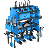 Heavy Duty Power Tool Organizer Wall Mount with Charging Station, 4 Layer Garage Storage Adjustable Shelves Height, Holds 4 Drills, 2 Hooks, Screw & Screwdriver box, Gifts for Fathers Day, Anniversary FURTIME