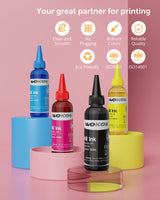 WOKOK Refill Ink Kit for HP 67 67XL 63 63XL 65 65XL 61 61XL 950 950XL 951XL 902XL 952XL Ink Cartridges, 100ML x 5 Bottles with Syringes (2 Black 1 Cyan 1 Magenta 1 Yellow) WOKOK