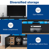 HOMMPA LED TV Stand for up to 70" TV Modern Entertainment Center with Power Outlets, Gaming TV Consoles with Storage Media Table with LED Lights Game Cabinet for Living Room Black HOMMPA