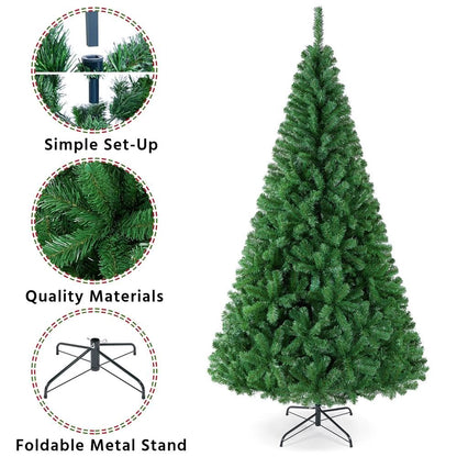 Yaheetech 7.5ft Artificial Full Spruce Christmas Tree, Artificial Xmas Tree with 1011 PVC Branch Tips and Foldable Metal Stand for Home, Party, Office Decoration, Holiday Décor Indoor & Outdoor, Green