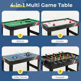 GYMAX 49" Multi Game Table, 4 in 1 Game Table with Foosball Table, Pool Billiards, Air Hockey & Table Tennis, Complete Combination Game Table for Family Game Room GYMAX