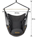 Y- Stop Hammock Chair Hanging Rope Swing Chair, Max 500 Lbs, 2 Seat Cushions Included, Removable Steel Spreader Bar with Anti-Slip Rings, Hardware kit-for Indoor or Outdoor(Dark Grey) Y- STOP