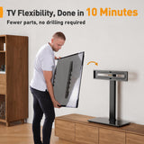 Perlegear Universal Swivel TV Stand for 32–70 inch TVs, Height Adjustable Table Top TV Stand Mount with Tilt, Tempered Glass Base, Holds up to 88 lbs, Max VESA 400x400mm, PGTVS26 Perlegear