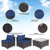 LEVELEVE 7 Pieces Outdoor Patio Furniture Sets,Rattan Conversation Sectional Set,Manual Weaving Wicker Patio Sofa with Tea Table LEVELEVE