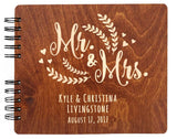 Personalized Wedding Guest Book Mr Mrs Wooden Rustic Vintage Bridal Black Mahogany Oak or Cocoa Unique Wood Hardcover Finish Options Weddings-by-StockingFactory