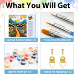 6 Pack Paint by Numbers Kit for Adults, Mountain Paint by Number for Adults Beginners, Paint by Numbers kit Mountain for Gift Home Wall Decor 12‘’W x 16''L hkejoi