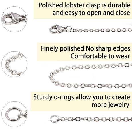 Jishi Chains Jewelry Making Supplies, 60ft Cable Link Chains for Making Jewelry Necklace Earring Bracelet Findings DIY Craft Kit for Adults, 6-Color 2mm Gold Silver Copper Plated Metal Link Rolls Bulk Jishi