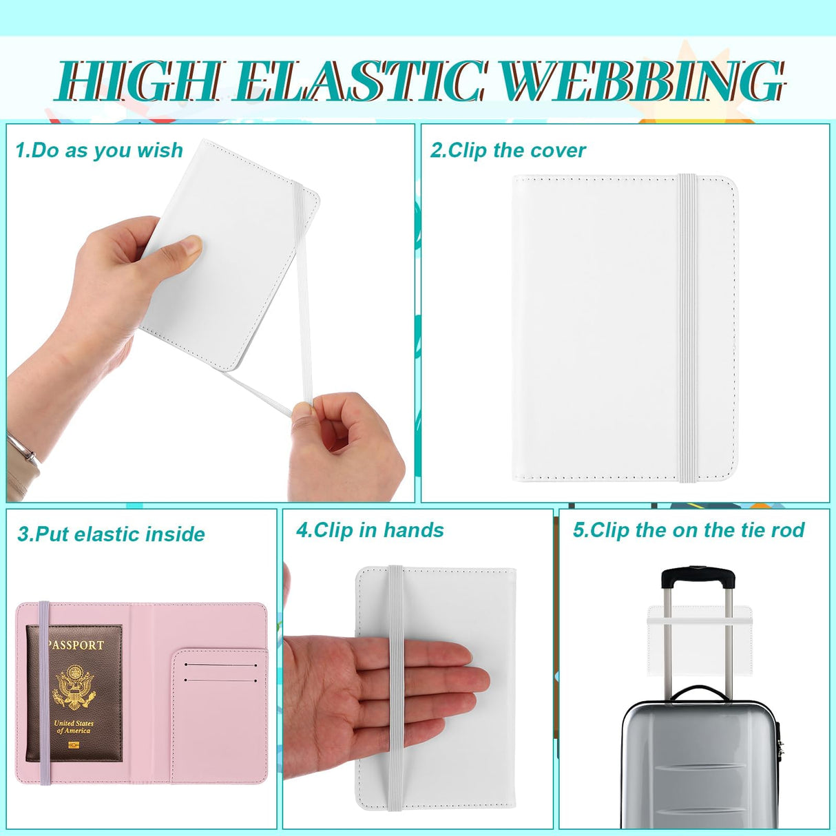 6 Pieces DIY Sublimation Passport Holder Covers, PU Leather Blank Heat Transfer Travel Passport Book Holder Wallet Cover for Passport, Business Cards, Credit Cards, Boarding Passes(Pink+Gray) Easywiny