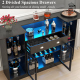 Loomie Crescent-Shaped LED Bar Cabinet with Drawer & Adjustable Wine Rack Loomie