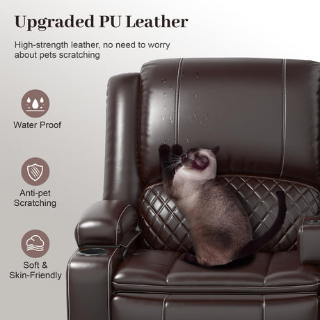 Yolsali Loveseat Recliner Sofa, Manual Reclining Loveseat with Removable Armrest, Faux Leather Recliner Loveseat for Adults with 2-Tier Cushions, USB Charging Ports, Cup Holders - Brown Yolsali