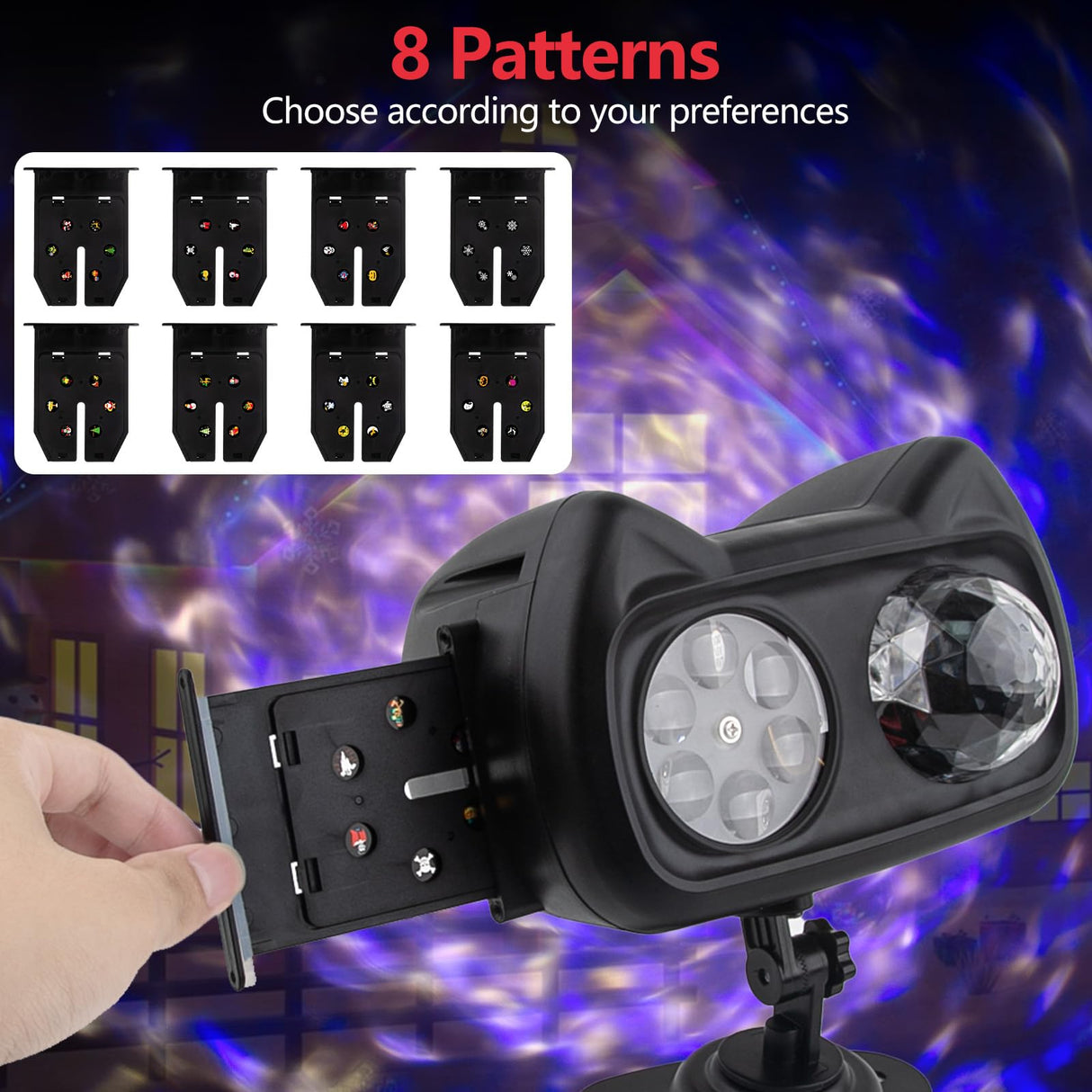 2025 Upgrade Halloween Christmas Projector Lights Outdoor with Memory Function, 58 HD Effects (3D Ocean Wave + Patterns) LED Landscape Lights Waterproof for Indoor Yard Home Party Holiday Decorations ANTEQI