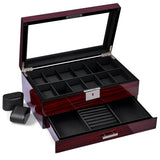 ANWBROAD 12 Slot Watch Cases for Men Watch Box with Large Lid Jewelry Box with Watch Storage 2-Tier Paint Surface Watch Holder Organizer for Men Lockable Watch Display Case UJWB001Y ANWBROAD