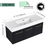Generic 48 Inch Floating Bathroom Vanity,48"" Bathroom Vanity with Sink,Modern Single Sink Bathroom Vanity Combo,Black Wall Mounted Cabinet Set, MSJS-BVB09148BCT WoodArtSupply