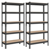 SONGMICS 5-Tier Storage Shelves, Set of 2 Garage Storage, Boltless Assembly, Adjustable Shelving Units, 11.8 x 29.5 x 59.1 Inches, Load 1929 lb Each, Shed Warehouse Basement, Black UGLR300B02 SONGMICS