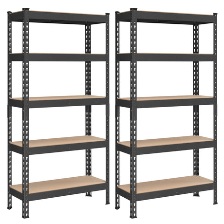 SONGMICS 5-Tier Storage Shelves, Set of 2 Garage Storage, Boltless Assembly, Adjustable Shelving Units, 11.8 x 29.5 x 59.1 Inches, Load 1929 lb Each, Shed Warehouse Basement, Black UGLR300B02 SONGMICS