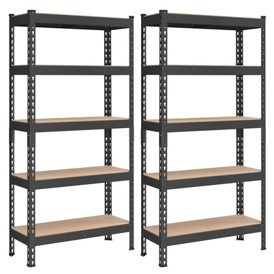 SONGMICS 5-Tier Storage Shelves, Set of 2 Garage Storage, Boltless Assembly, Adjustable Shelving Units, 11.8 x 29.5 x 59.1 Inches, Load 1929 lb Each, Shed Warehouse Basement, Black UGLR300B02