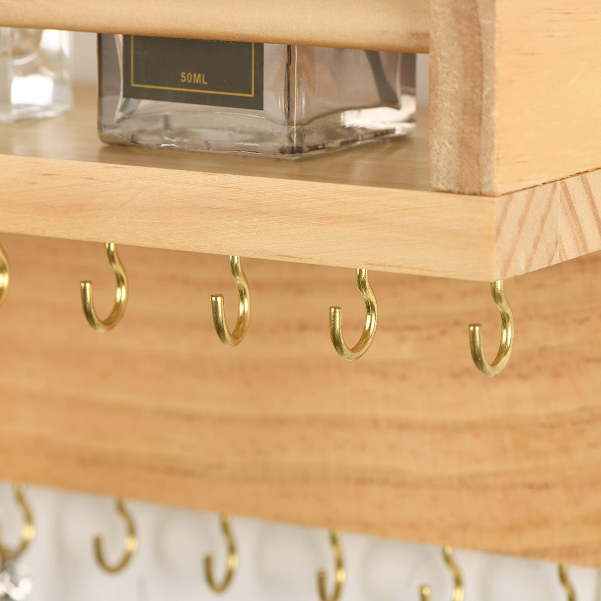 Zhithink Wall Mounted Necklace Hanger, Necklace Holder, Necklace Organizer, Hanging Jewelry Organizer with 30 Hooks, Wall Mounted Jewelry Organizer for Necklace Earrings and Rings(Wood) Zhithink