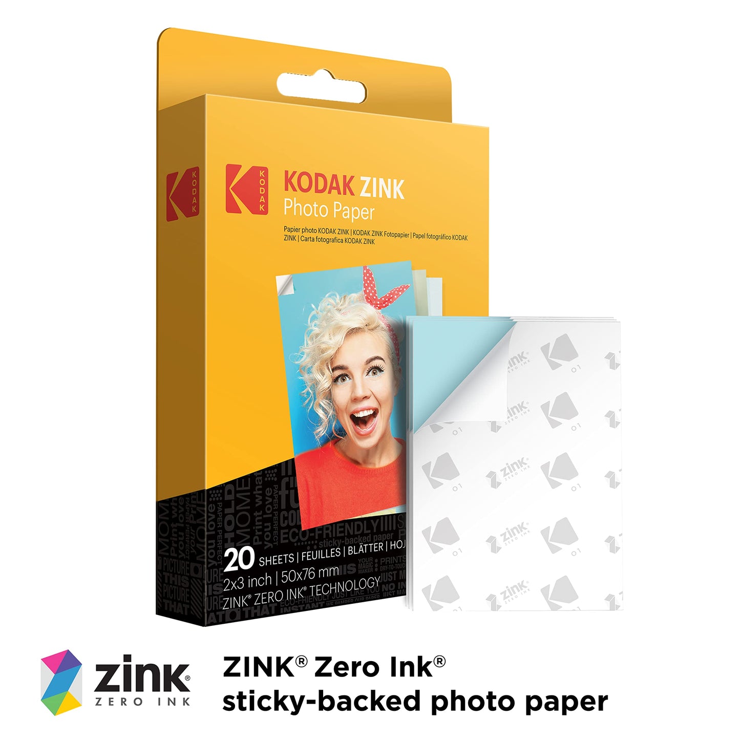 KODAK Step Instant Smartphone Photo Printer - 75 Sheets Bundle - Portable Mini Color Wireless Mobile Printer - Zink 2x3” Sticky-Back Photos - Bluetooth Compatible with Smart Devices - Fun App -White