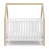 Storkcraft Orchard 5-in-1 Convertible Crib (White with Driftwood) – GREENGUARD Gold Certified, Canopy Style Baby Crib, Converts from Crib to Toddler Bed, Daybed and Full-Size Bed Storkcraft