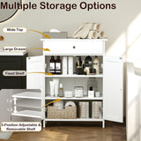 Tangkula Bathroom Storage Cabinet, Freestanding Floor Organizer w/ 2 Doors, 1 Drawer & 1 Adjustable Shelf, Modern Home Bathroom Furniture for Living Room Entryway Kitchen (Cabinet & Drawer, White) Tangkula