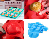 Mini Muffin &Cupcake Set, 24 Cups 2-Pieces, Nonstick Silicone Baking Pan, BPA Free and Dishwasher Safe, Great for Making Muffin Cakes, Tart, Bread (24 Cups Red,2 PCS) JEWOSTER