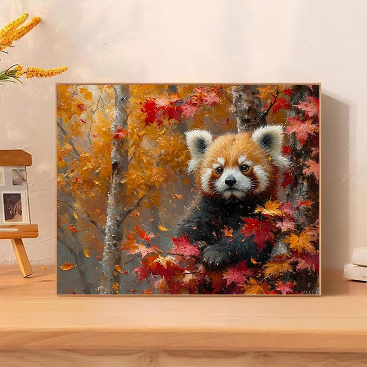 QACEYID DIY Paint by Number Kits for Adult Beginner, Red Panda Among Maples, Paint by Numbers Kits for Adults, Canvas Painting Gift Kit for Modern Home Wall Decor, 40x50cm QACEYID