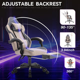 Gaming Chair,Ergonomic Computer Chair,Racing Style Gaming Chair with Massage Waist Pillow and Headrest, Height Adjustable PVC Leather Video Gaming Chair for Office/Home, Beige NIONIK