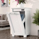 YGIPT Wooden Tilt Out Trash Cabinet, Hidden Trash Can Cabinet 10-Gallon Garbage Cabinet for Kitchen, Living Room & Bathroom White Finish YGIPT
