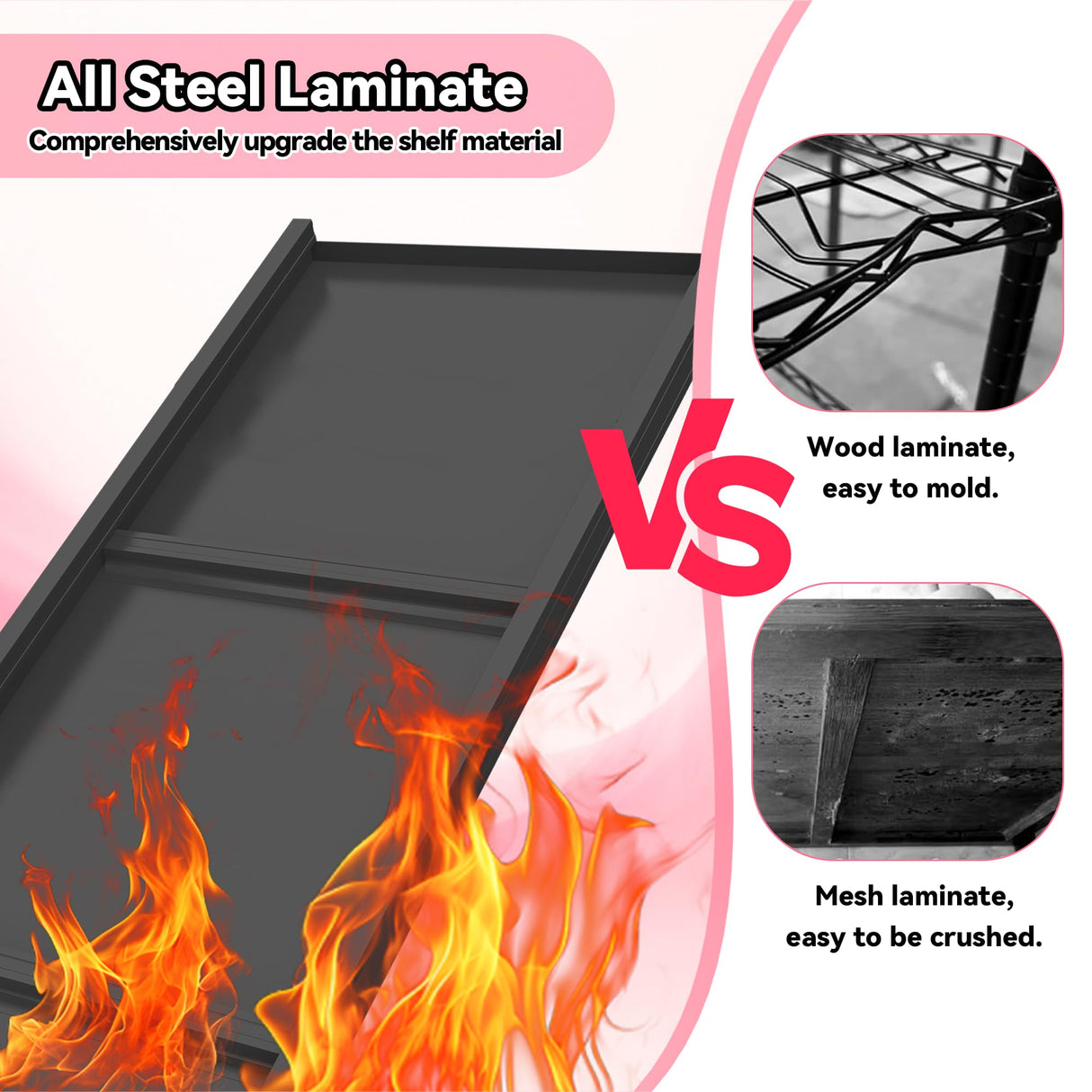 4 Tier Metal Shelving,59" H Adjustable Storage Shelves,1500LBS Shelving Unit for Storage Rack,Metal Shelves for Pantry Shelves,Garage,Kitchen,59" Hx 24" Wx 14" D,Black Metallitrend