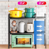 Adjustable Microwave Stand,Microwave Oven Rack Shelf Heavy Duty 3-Tier Shelf with 9 Hooks for Kitchen Shelves Counter Top Organizer, Holds 180lbs Bakers Racks for Kitchens,with Cutting Boards Stand Kitstorack