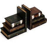 Fasmov Wood Bookends with Desktop Organizer Drawer Units, Decorative Bookends for Shelves, Office Desk Book Holder Stand, 1-Pair Fasmov